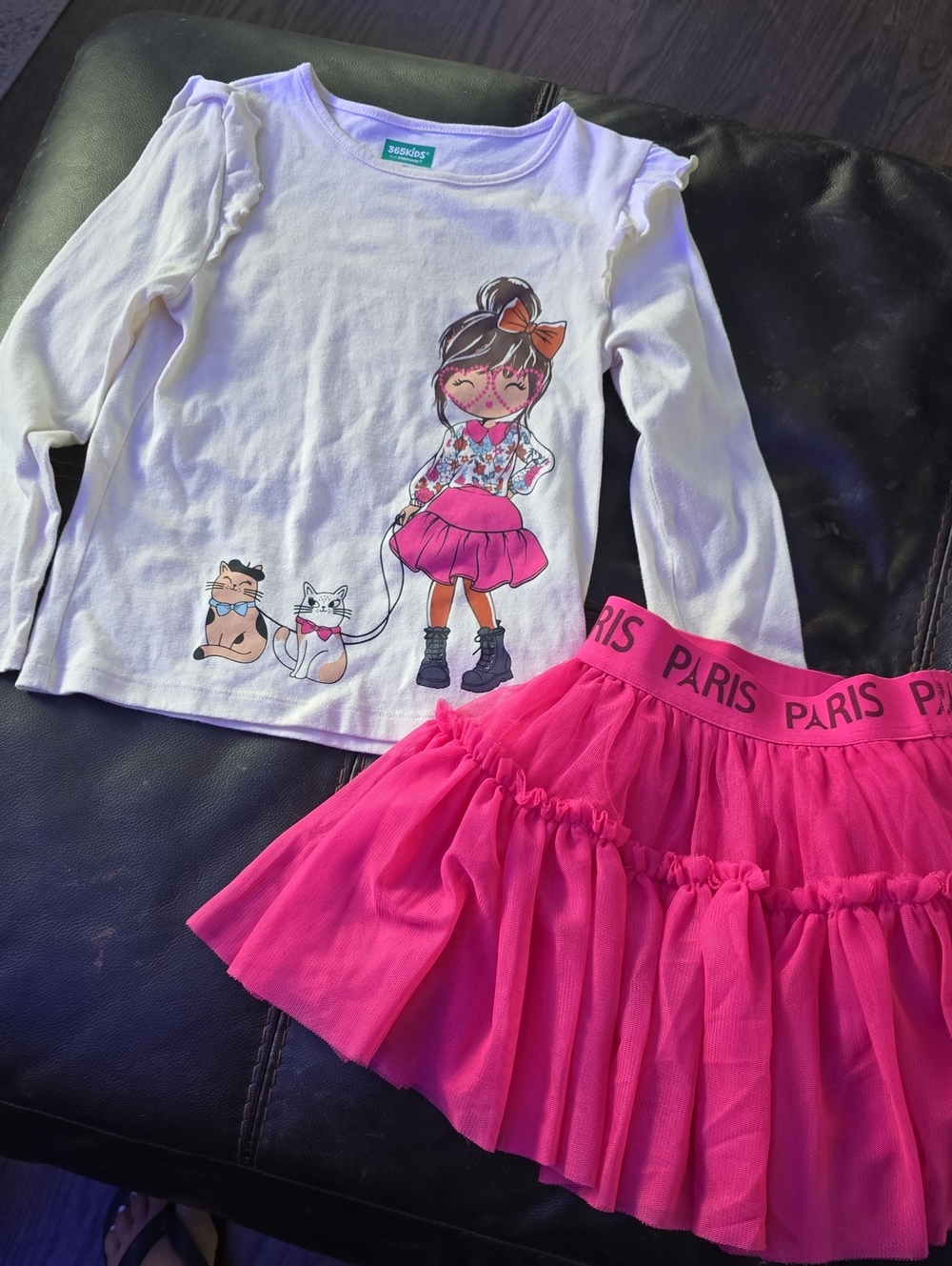 Garanimals White Graphic Tee with Hot Pink Tulle Skirt